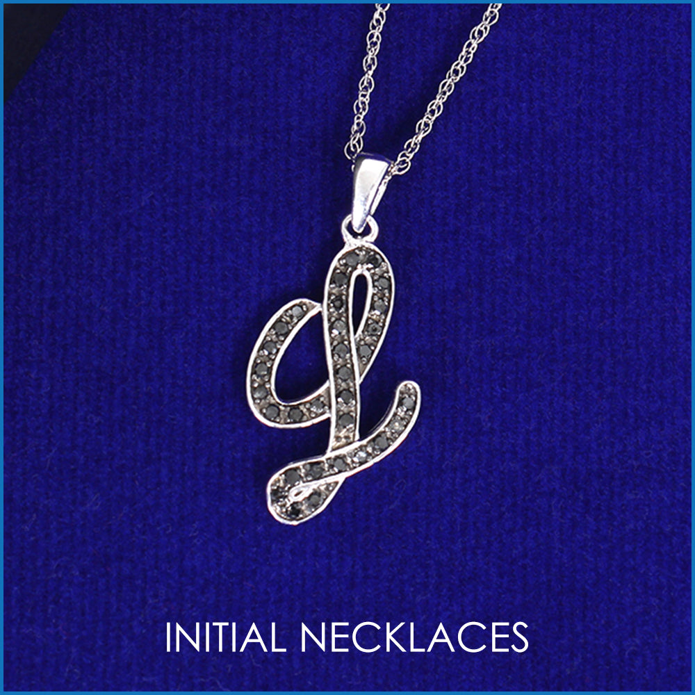 Sterling Silver initial Necklace-Cursive Initial Charm Letter Necklace –  MEF Jewels