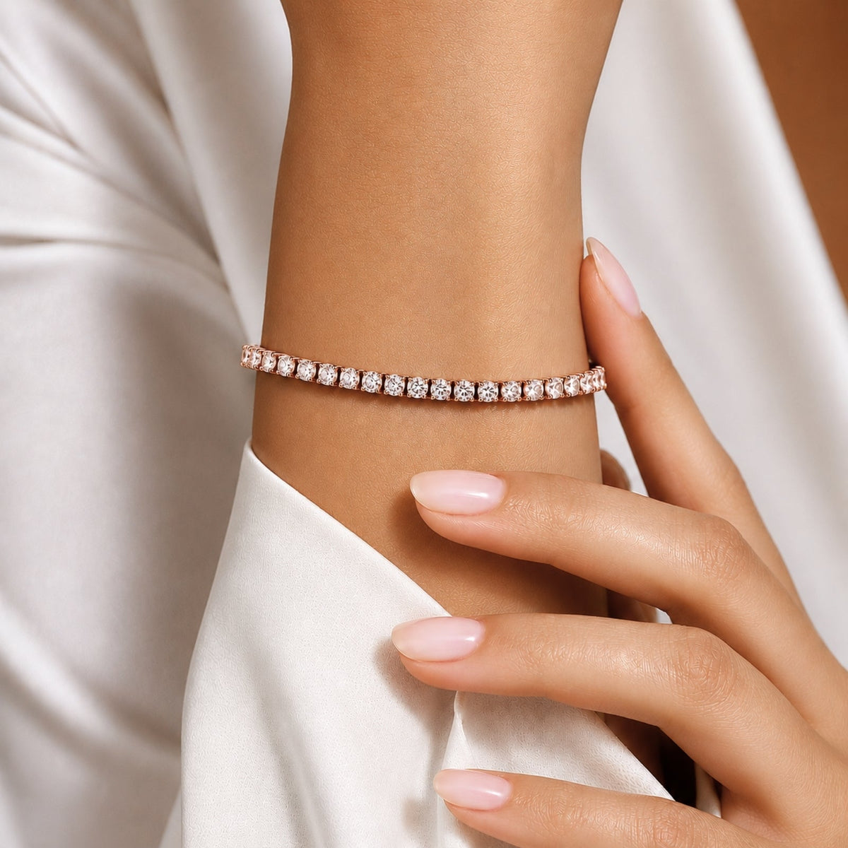 Lab-Grown Diamond Round Tennis Bracelet in 14K White Gold or 14K Yellow Gold