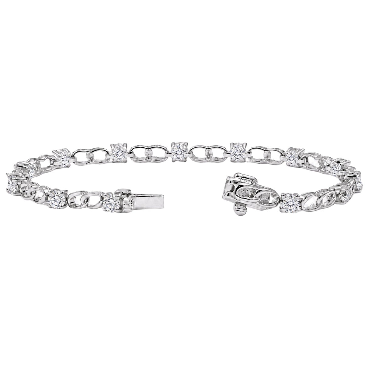 3 ct. T.W. Lab-Grown Diamond Round Link Bracelet in Sterling Silver or 14K Gold over Silver