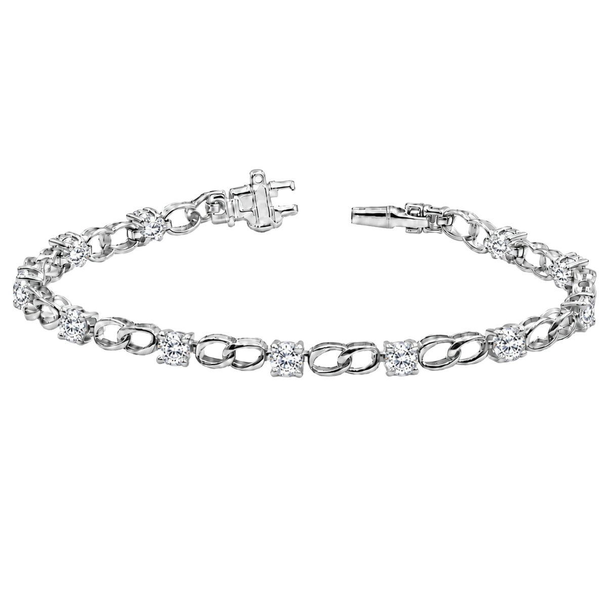 3 ct. T.W. Lab-Grown Diamond Round Link Bracelet in Sterling Silver or 14K Gold over Silver