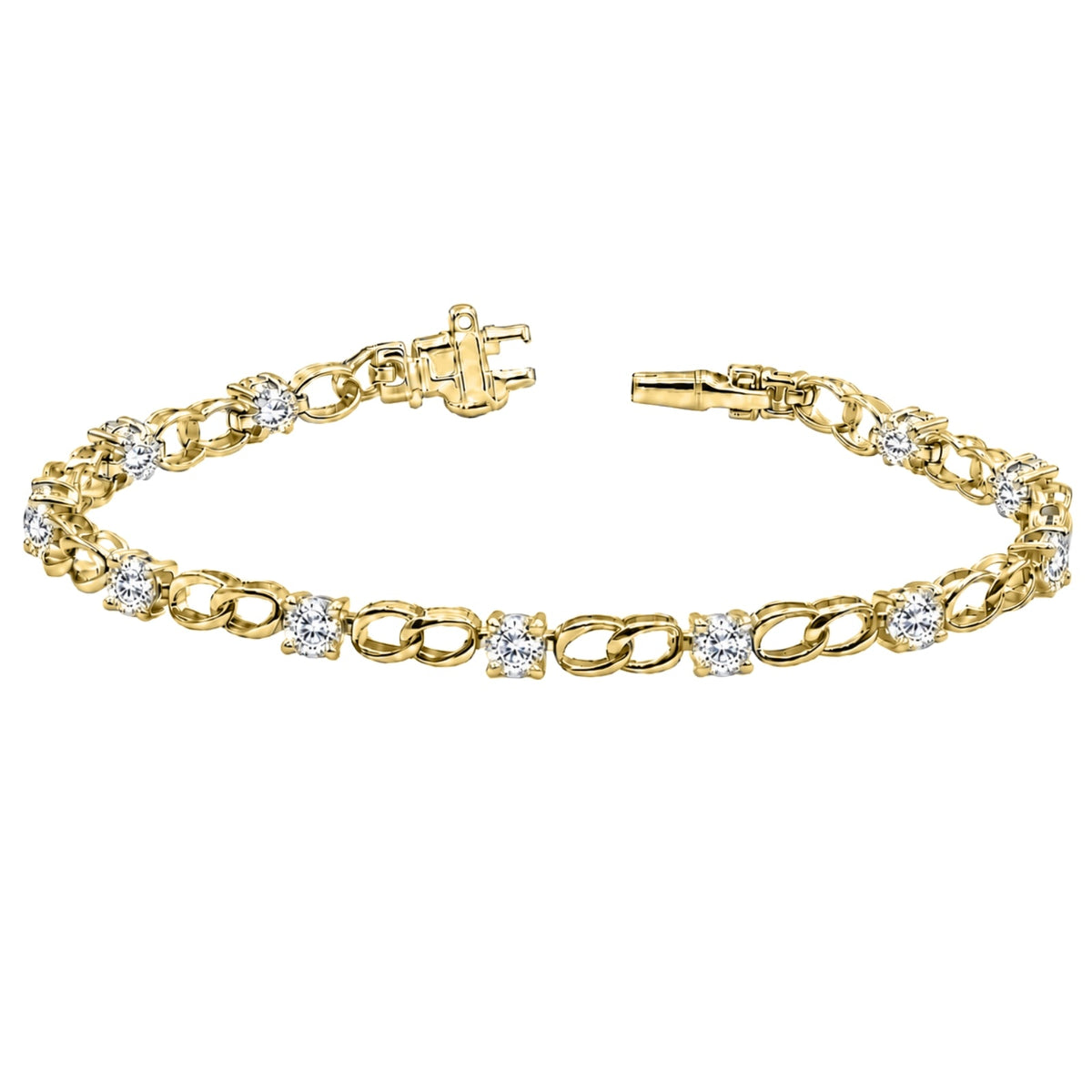 3 ct. T.W. Lab-Grown Diamond Round Link Bracelet in Sterling Silver or 14K Gold over Silver