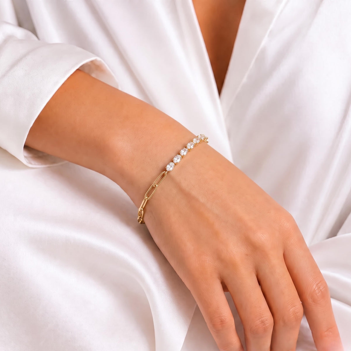 3 ct. T.W. Lab-Grown Diamond Oval Cut Bracelet in 14K White Gold or 14K Yellow Gold