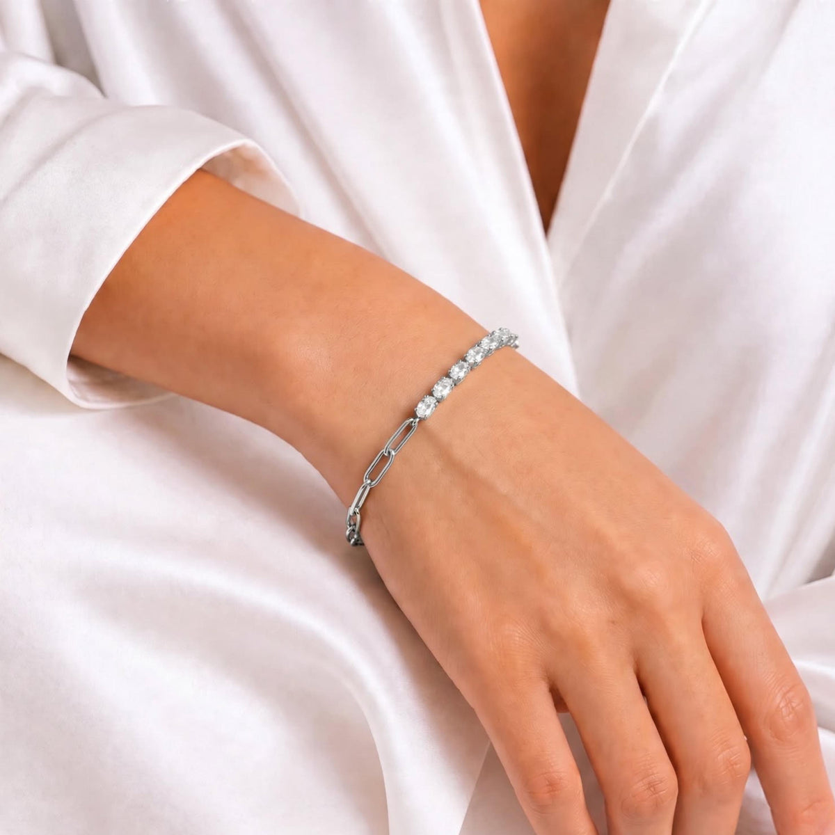 3 ct. T.W. Lab-Grown Diamond Oval Cut Bracelet in 14K White Gold or 14K Yellow Gold