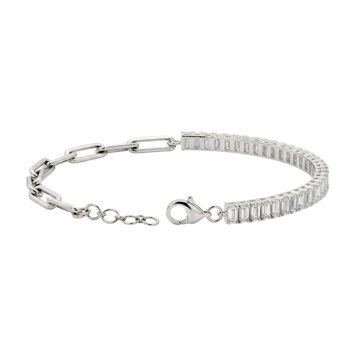 3 ct. T.W. Lab-Grown Diamond Baguette Cut Bracelet in 14K White Gold or 14K Yellow Gold