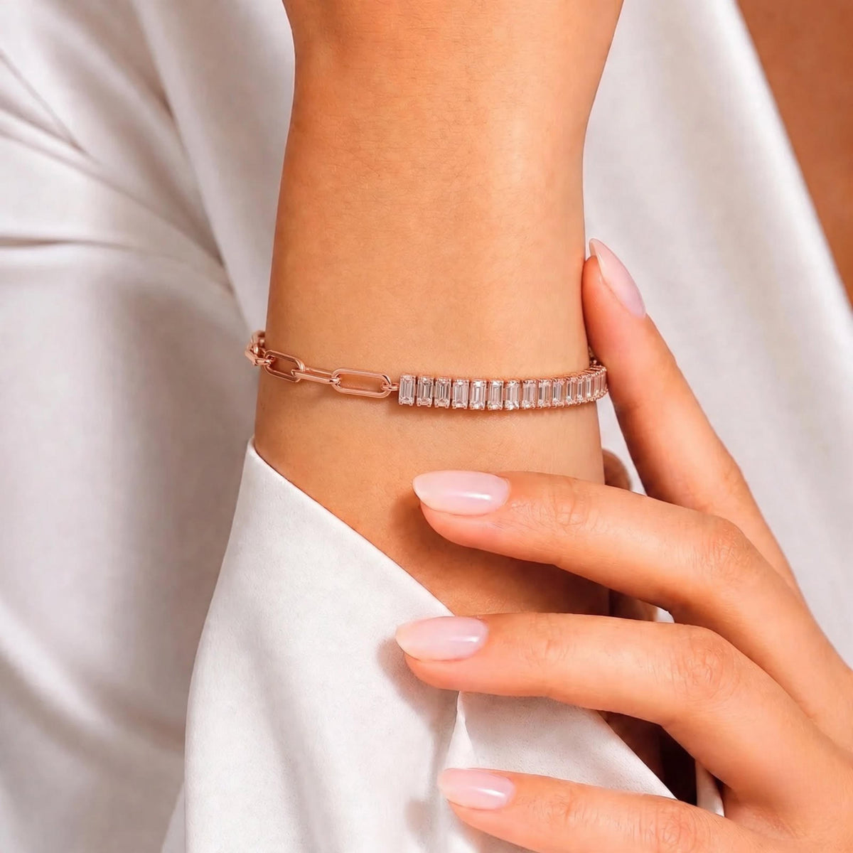 Lab-Grown Diamond Chain Bracelet in 14K White Gold or 14K Yellow Gold