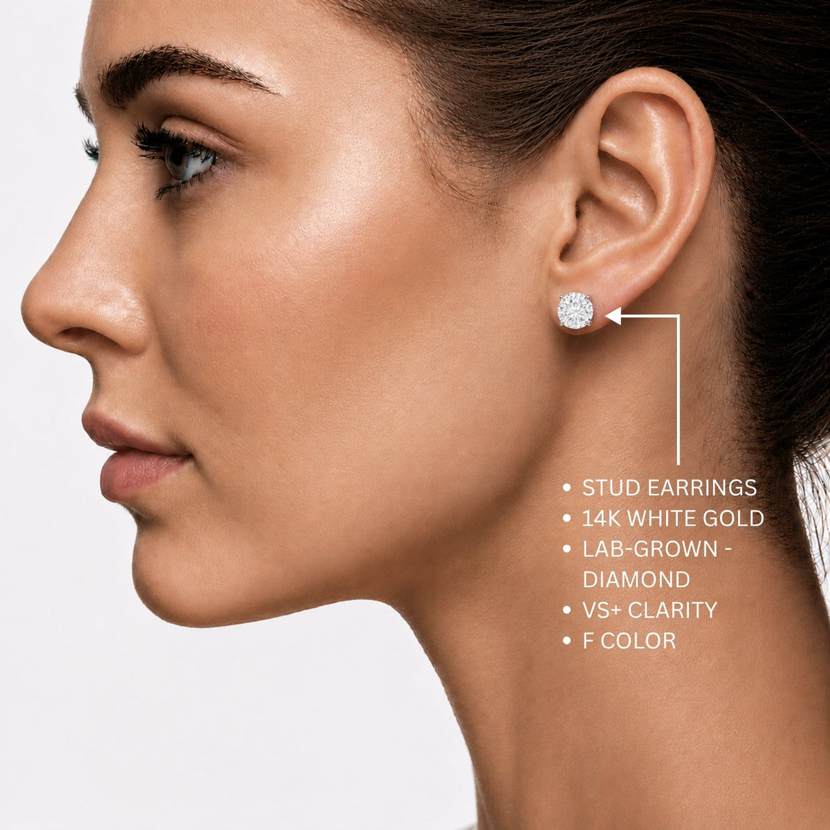 Lab-Grown Diamond Round Stud Earrings in 14K White Gold or 14K Yellow Gold