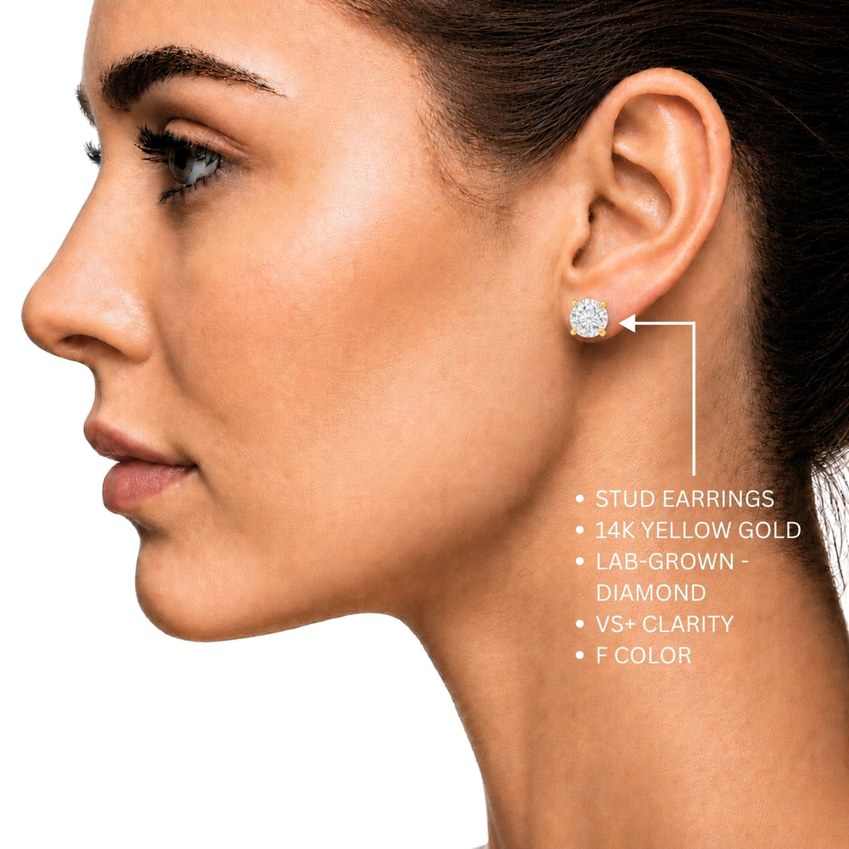 Lab-Grown Diamond Round Stud Earrings in 14K White Gold or 14K Yellow Gold