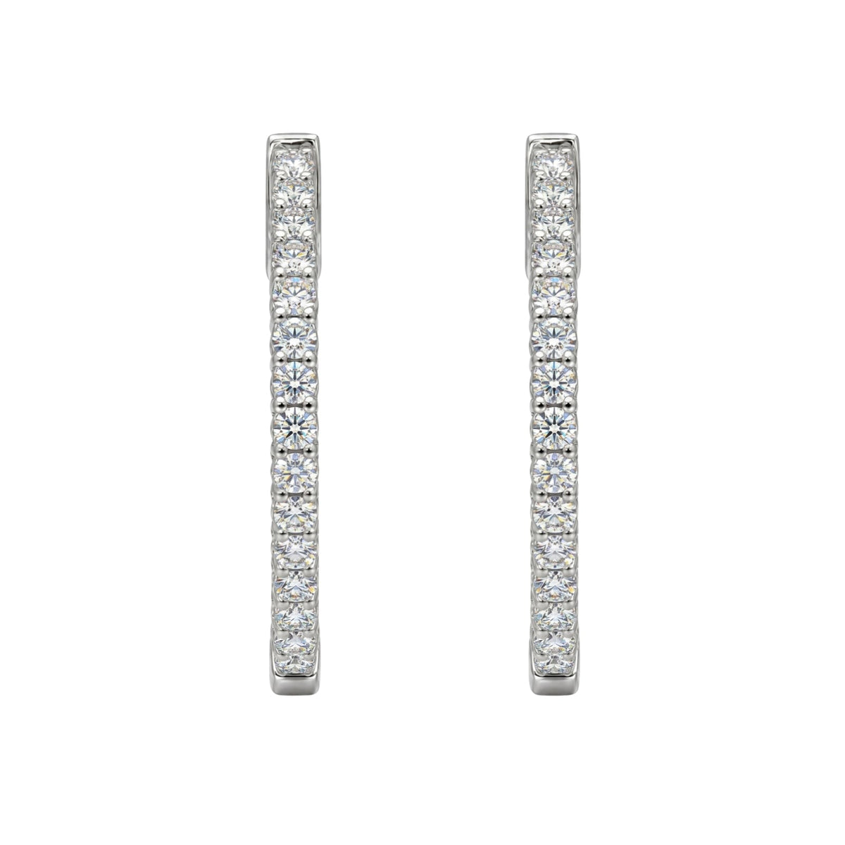 Lab-Grown Diamond Round Hoop Earrings in 14K White Gold or 14K Yellow Gold