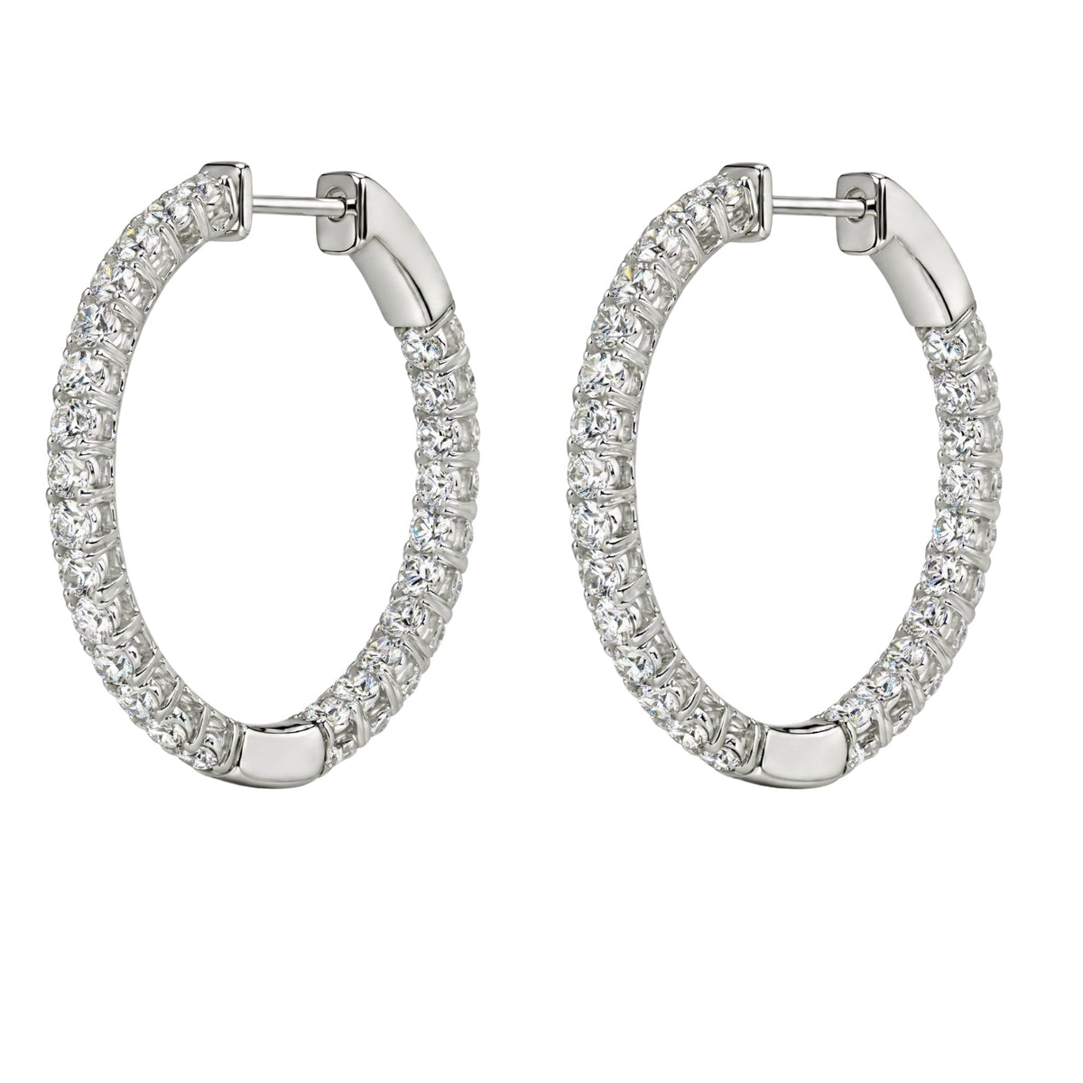 Lab-Grown Diamond Round Hoop Earrings in 14K White Gold or 14K Yellow Gold