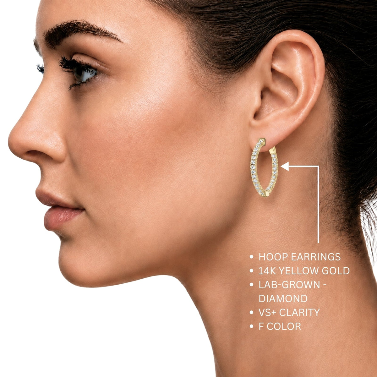 Lab-Grown Diamond Round Hoop Earrings in 14K White Gold or 14K Yellow Gold
