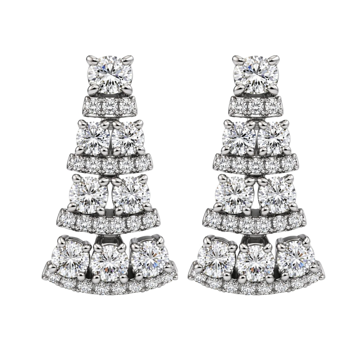 3 ct. T.W. Lab-Grown Diamond Oval/Round Drop Earrings in 14K White Gold or 14K Yellow Gold