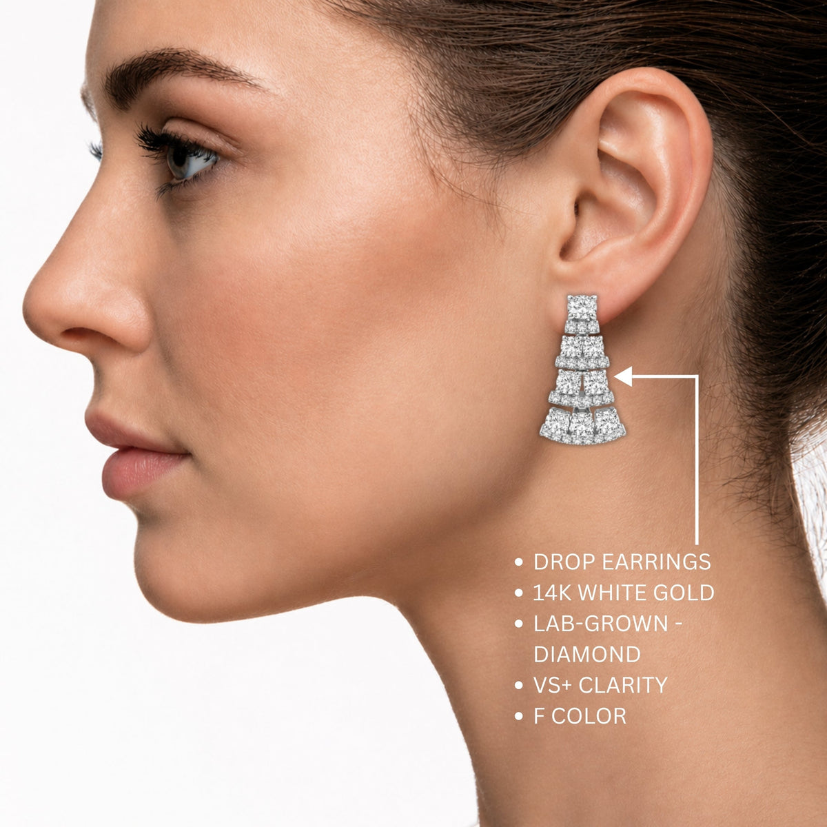 3 ct. T.W. Lab-Grown Diamond Oval/Round Drop Earrings in 14K White Gold or 14K Yellow Gold