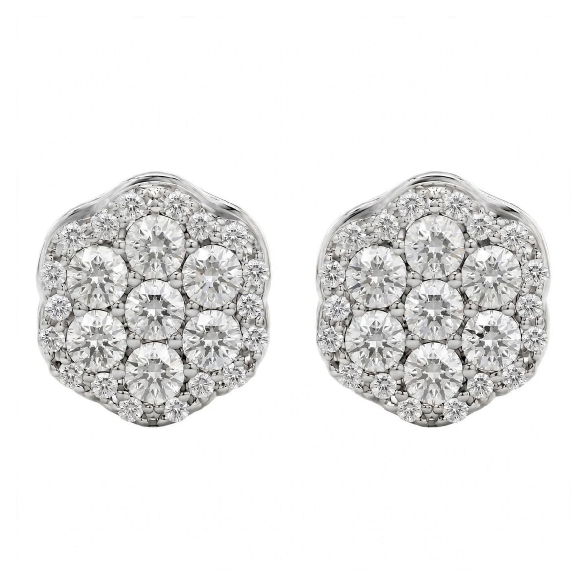 Lab-Grown Diamond Round Cluster Earrings in 14K White Gold or 14K Yellow Gold