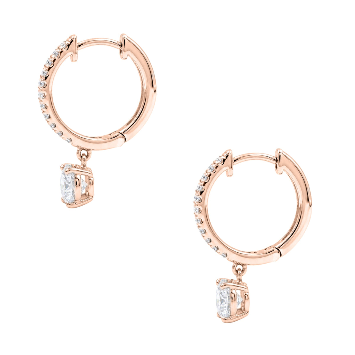 Lab-Grown Diamond Round Hoop Earrings in 14K White Gold or 14K Yellow Gold