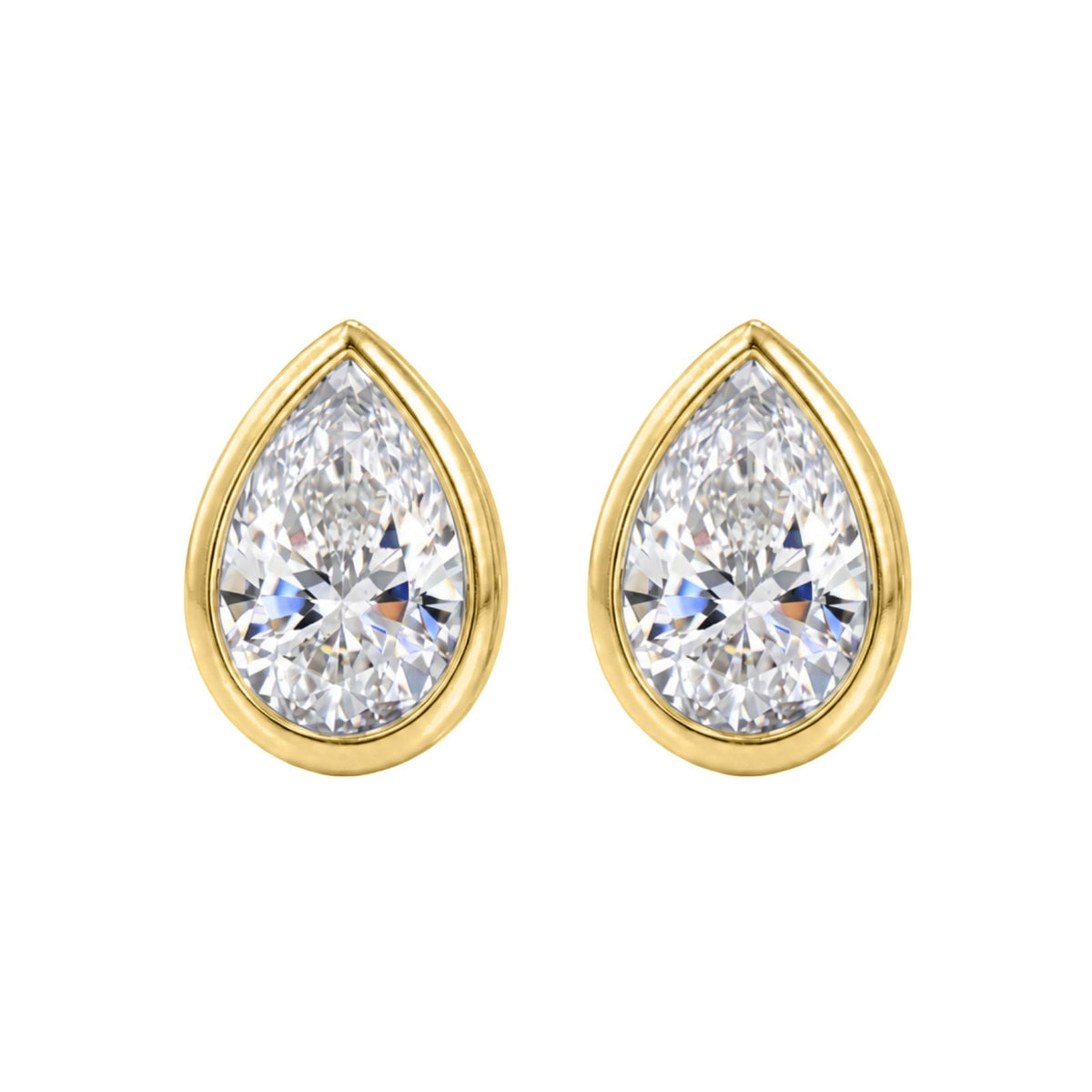 Lab-Grown Diamond Pear Bezel Stud Earrings in 14K White Gold or 14K Yellow Gold