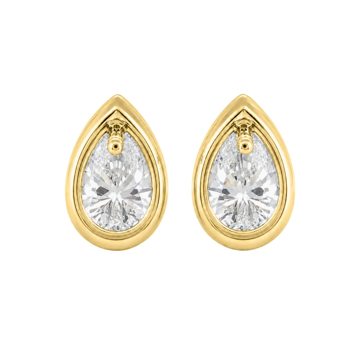 Lab-Grown Diamond Pear Bezel Stud Earrings in 14K White Gold or 14K Yellow Gold