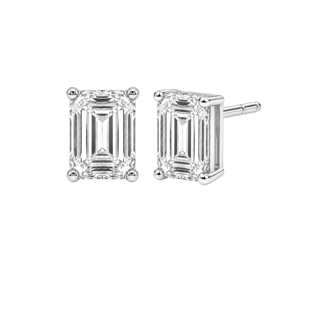 Lab-Grown Diamond Emerald-Cut Stud Earrings in 14K White Gold or 14K Yellow Gold