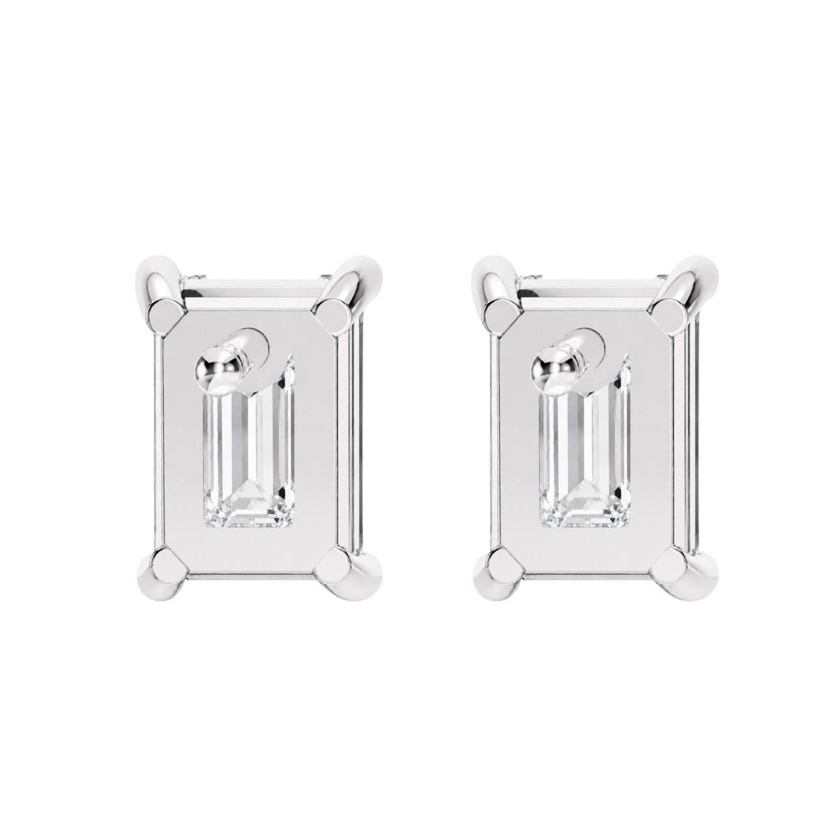 Lab-Grown Diamond Emerald-Cut Stud Earrings in 14K White Gold or 14K Yellow Gold
