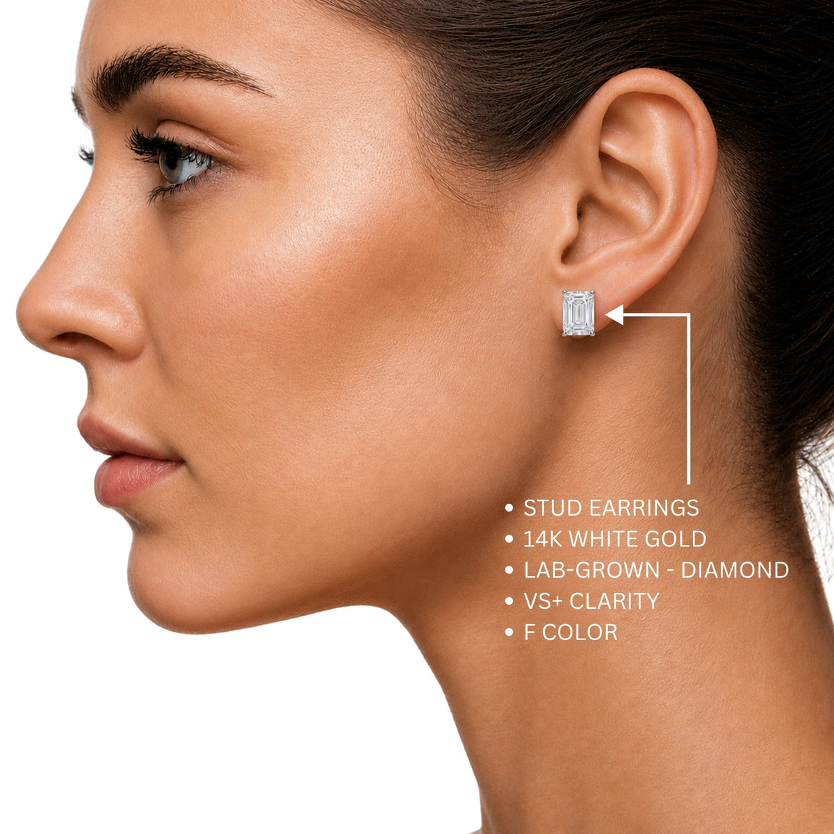 Lab-Grown Diamond Emerald-Cut Stud Earrings in 14K White Gold or 14K Yellow Gold