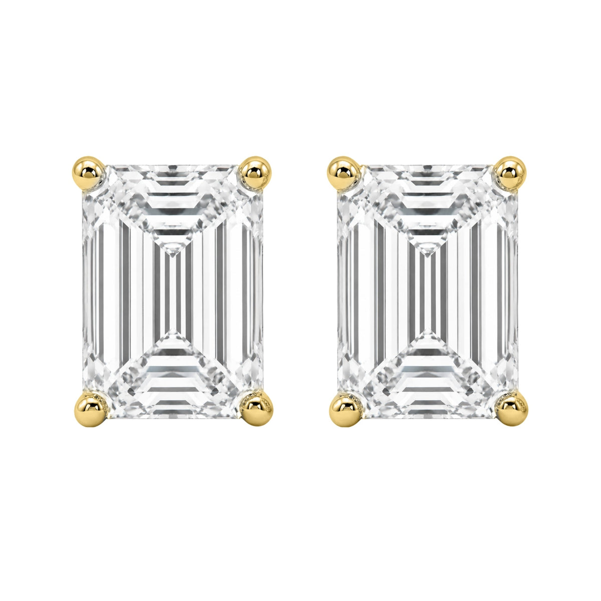 Lab-Grown Diamond Emerald-Cut Stud Earrings in 14K White Gold or 14K Yellow Gold