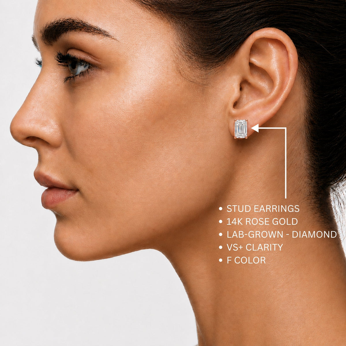 Lab-Grown Diamond Emerald-Cut Stud Earrings in 14K White Gold or 14K Yellow Gold