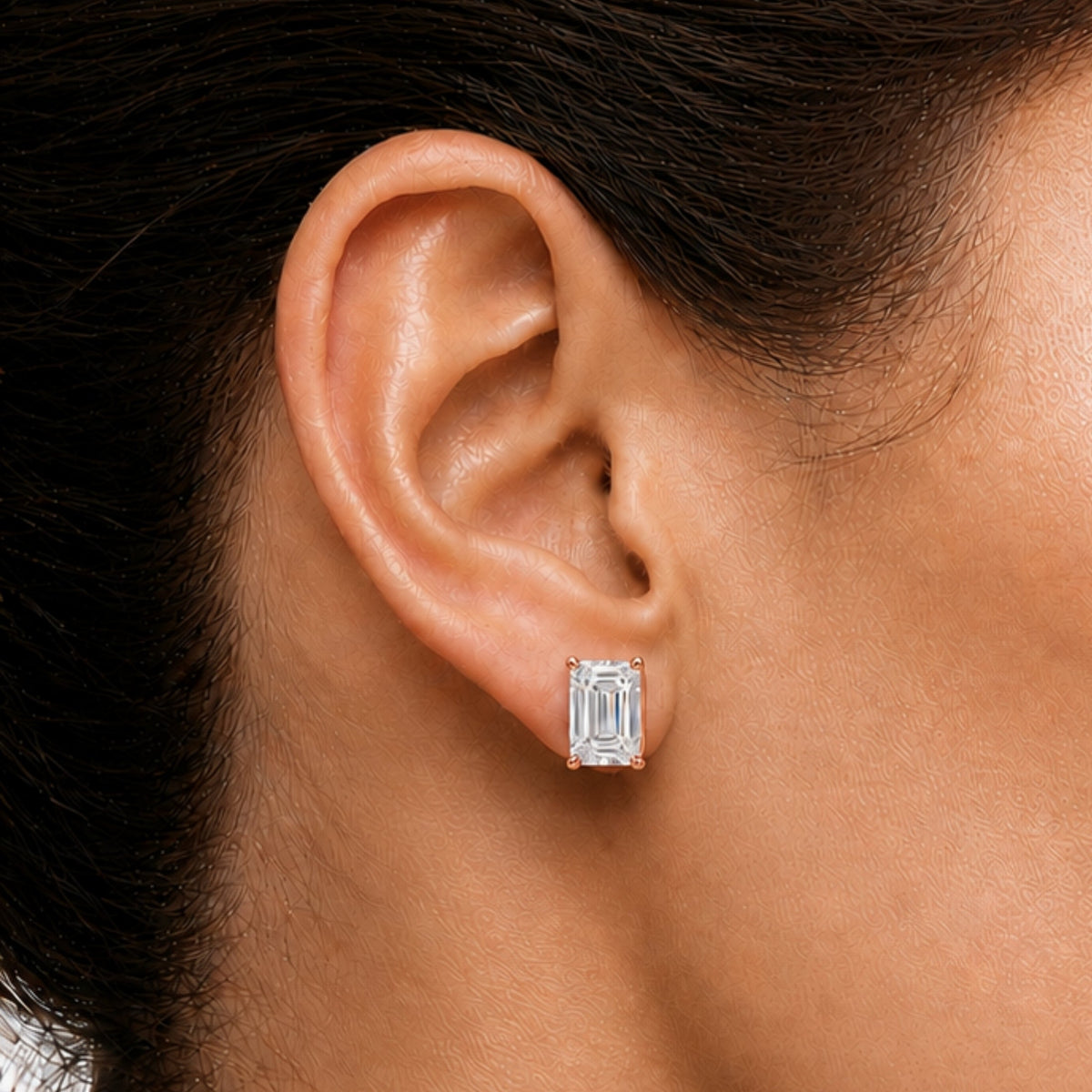 Lab-Grown Diamond Emerald-Cut Stud Earrings in 14K White Gold or 14K Yellow Gold