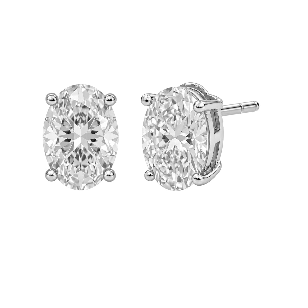 Lab-Grown Diamond Oval Stud Earrings in 14K White Gold or 14K Yellow Gold