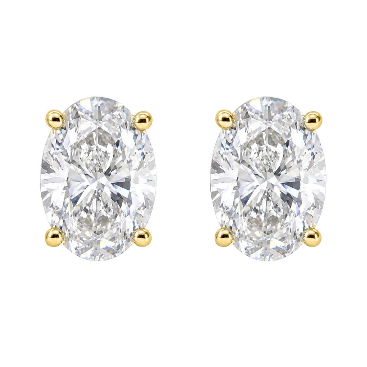 Lab-Grown Diamond Oval Stud Earrings in 14K White Gold or 14K Yellow Gold