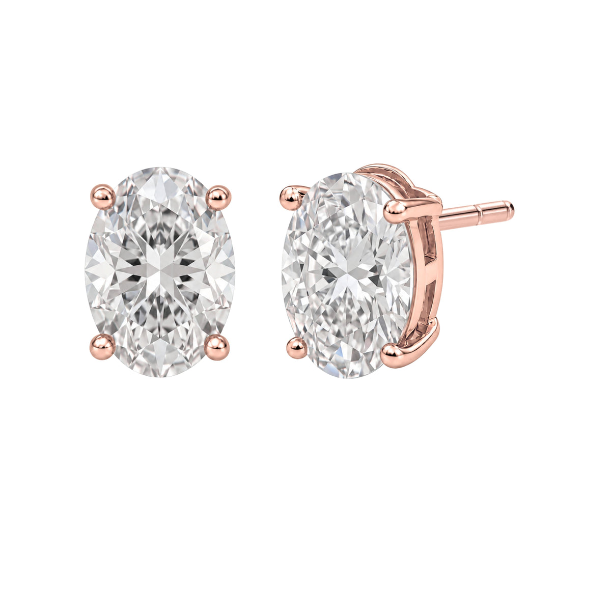 Lab-Grown Diamond Oval Stud Earrings in 14K White Gold or 14K Yellow Gold
