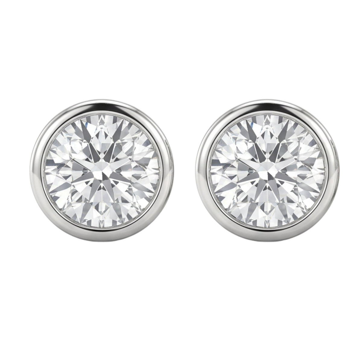 Lab-Grown Diamond Round Bezel Stud Earrings in 14K White Gold or 14K Yellow Gold