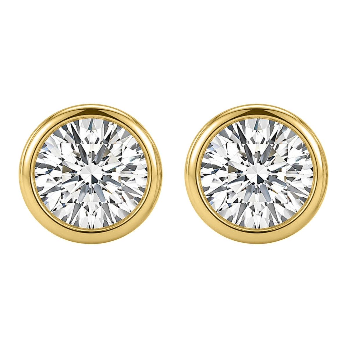 Lab-Grown Diamond Round Bezel Stud Earrings in 14K White Gold or 14K Yellow Gold