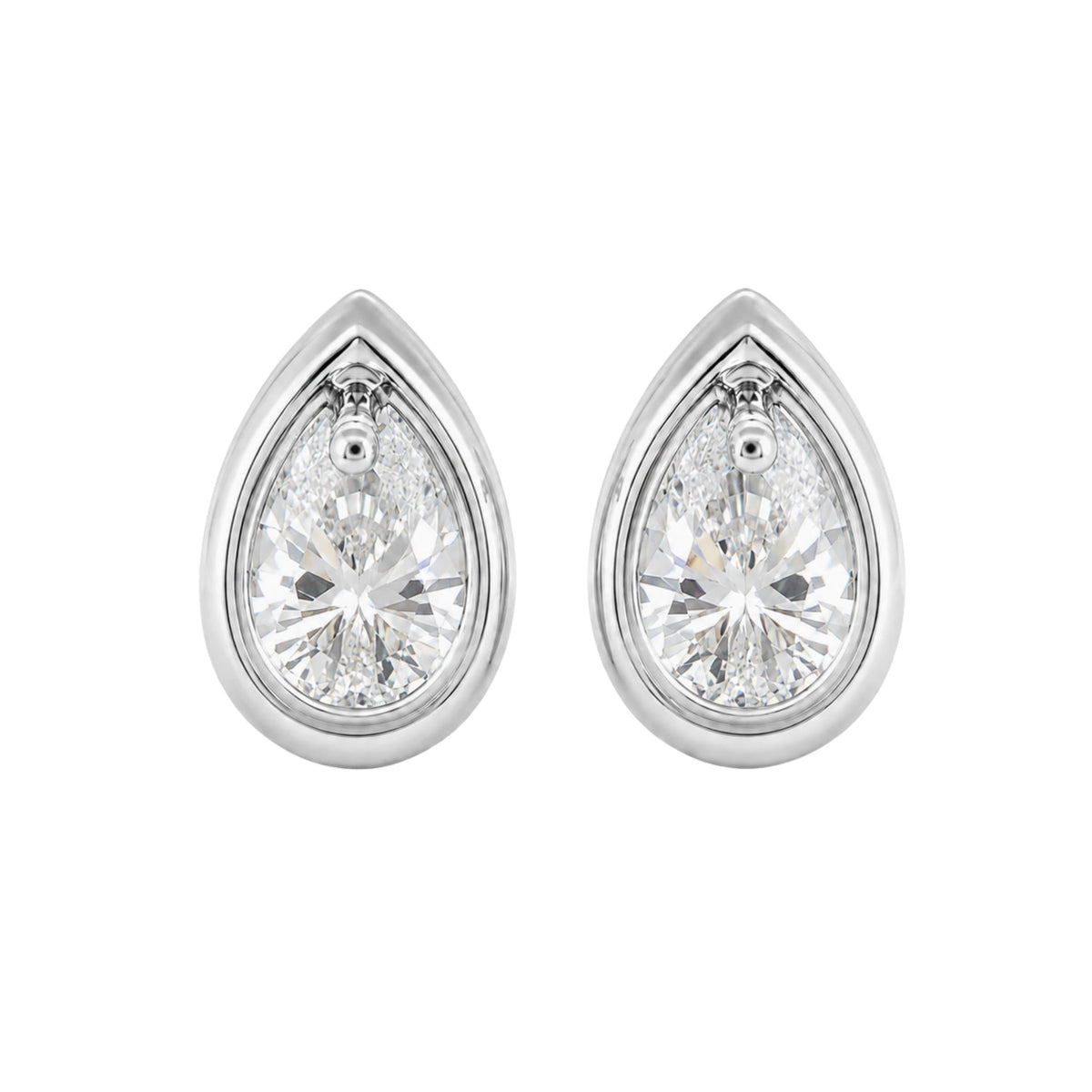 Lab-Grown Diamond Pear Bezel Stud Earrings in 14K White Gold or 14K Yellow Gold