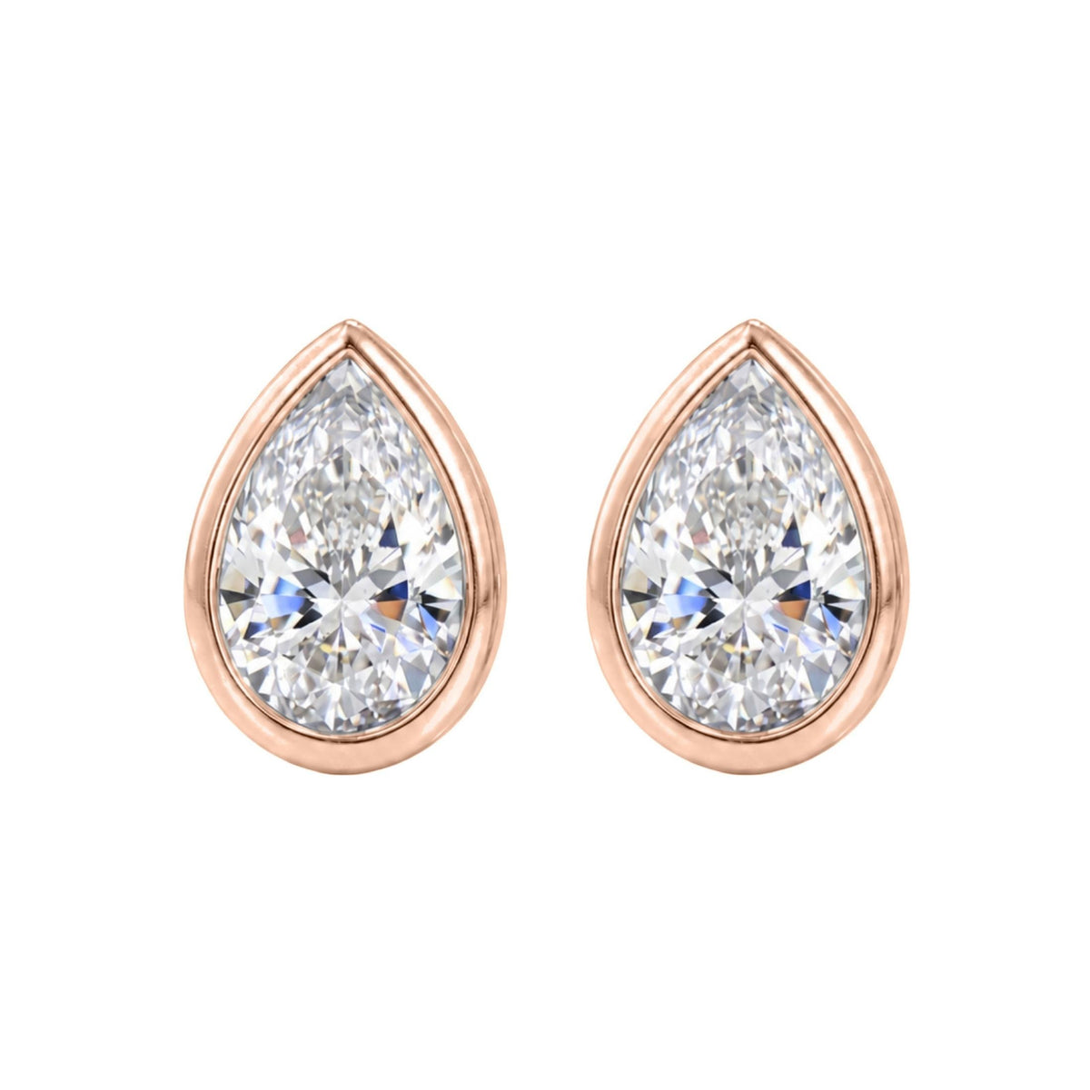 Lab-Grown Diamond Pear Bezel Stud Earrings in 14K White Gold or 14K Yellow Gold