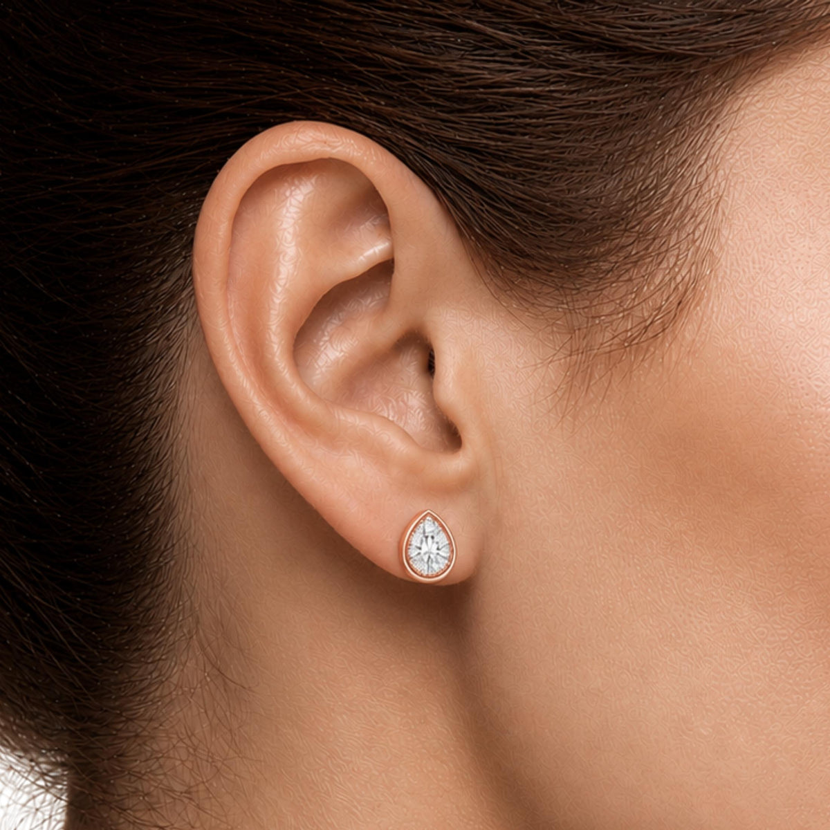 Lab-Grown Diamond Pear Bezel Stud Earrings in 14K White Gold or 14K Yellow Gold