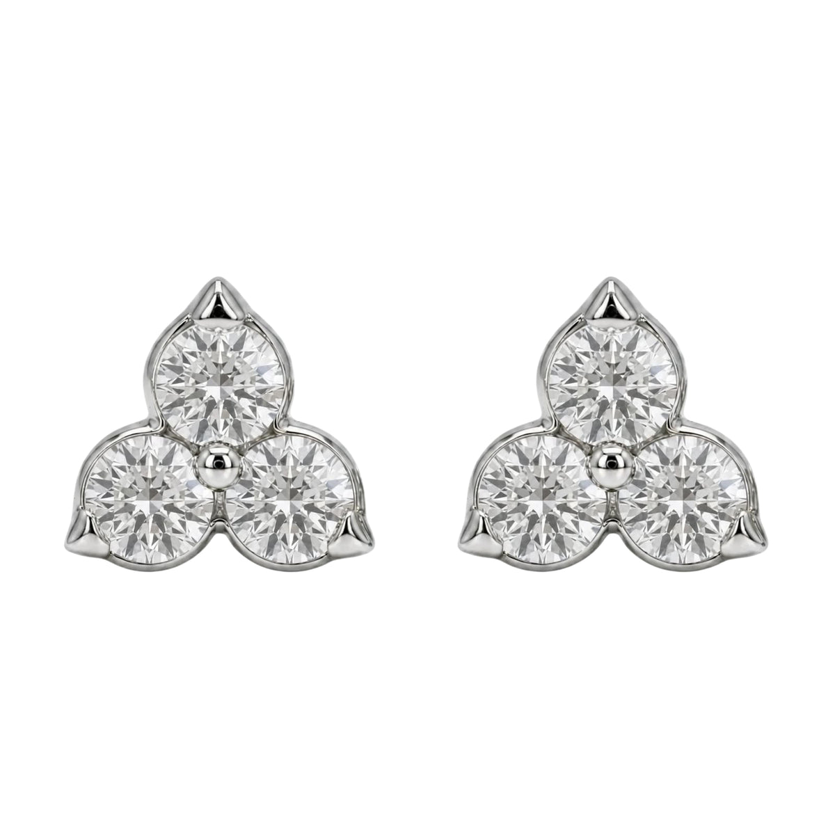 Lab-Grown Diamond Round Three-Stone Earrings in 14K White Gold or 14K Yellow Gold