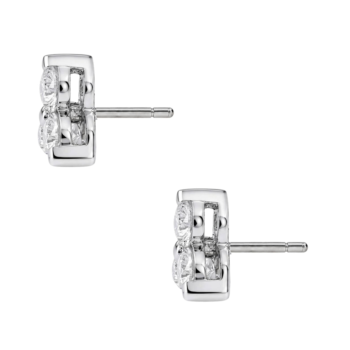 Lab-Grown Diamond Round Three-Stone Earrings in 14K White Gold or 14K Yellow Gold
