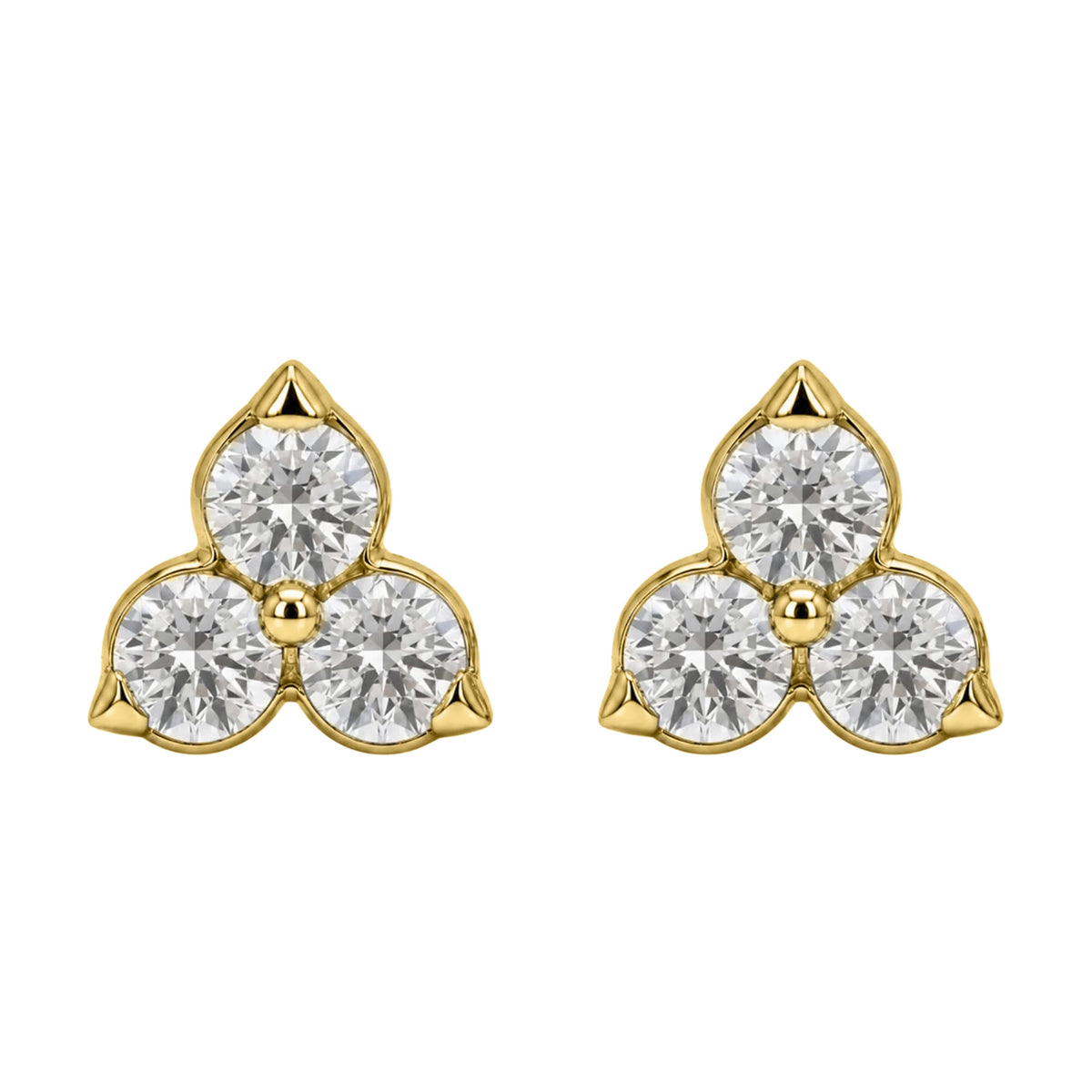 Lab-Grown Diamond Round Three-Stone Earrings in 14K White Gold or 14K Yellow Gold