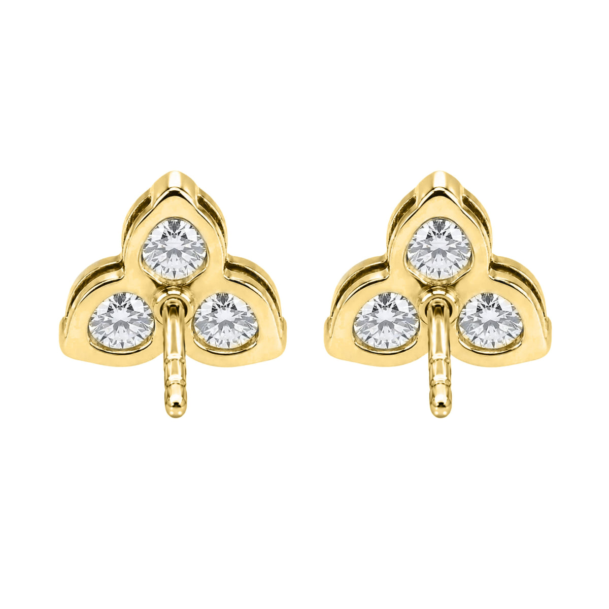 Lab-Grown Diamond Round Three-Stone Earrings in 14K White Gold or 14K Yellow Gold