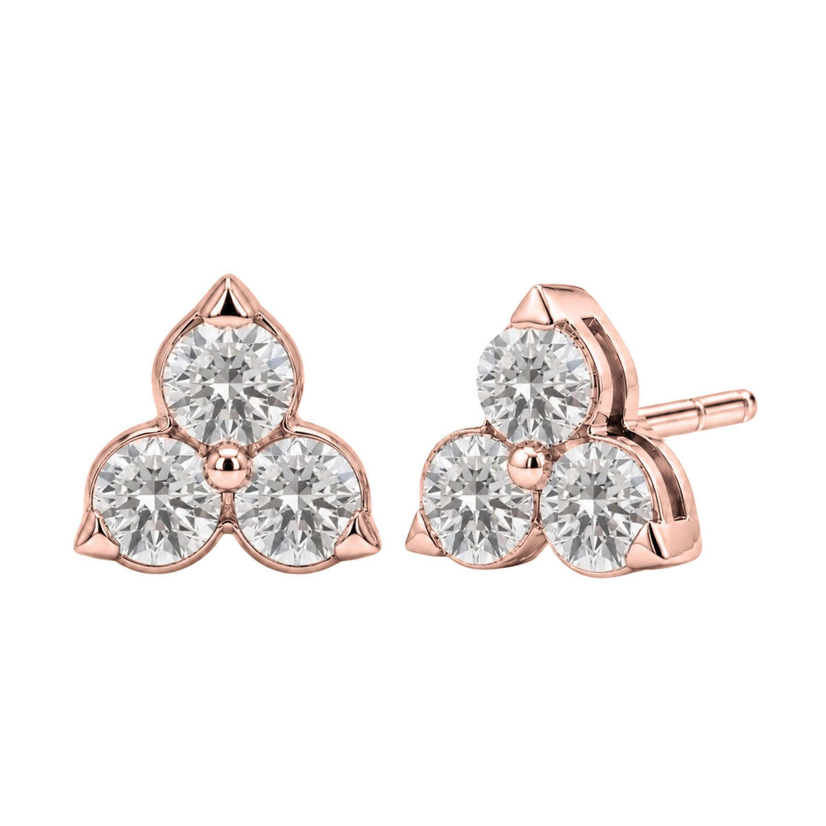 Lab-Grown Diamond Round Three-Stone Earrings in 14K White Gold or 14K Yellow Gold