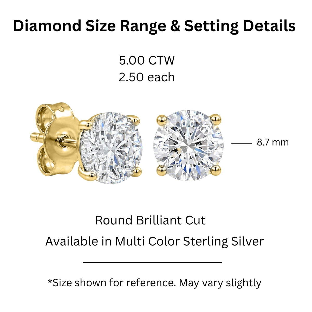 5 ct. T.W. Lab-Grown Diamond Round Stud Earrings in Sterling Silver or 14K Gold over Silver
