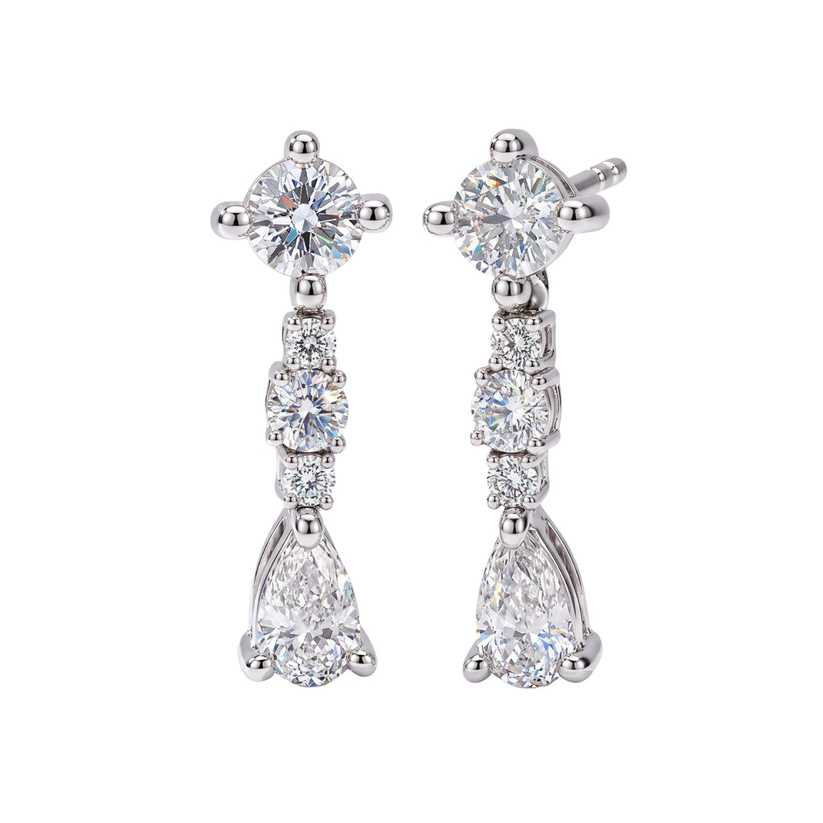 1 ct. T.W. Lab-Grown Diamond Round Drop Earrings in Sterling Silver