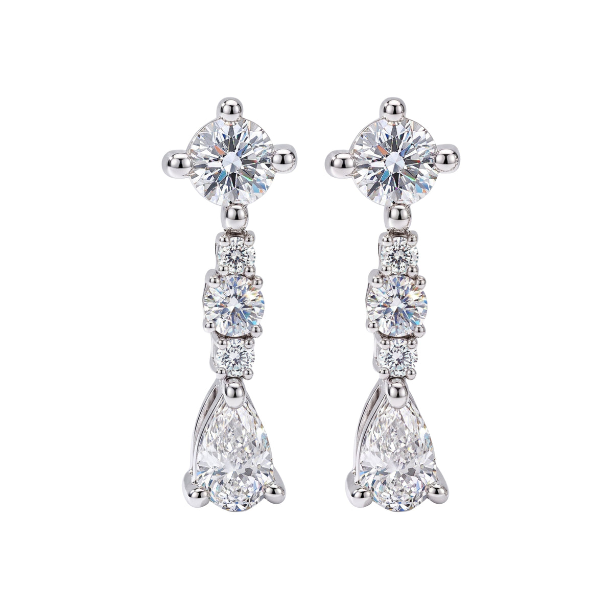 1 ct. T.W. Lab-Grown Diamond Round Drop Earrings in Sterling Silver