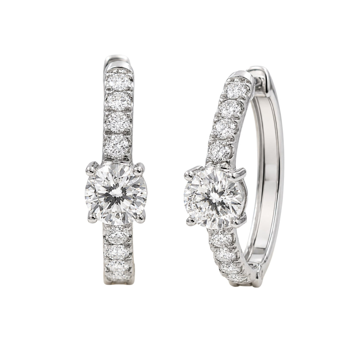 2 ct. T.W. Lab-Grown Diamond Round Hoop Earrings in Sterling Silver or 14K Gold over Silver