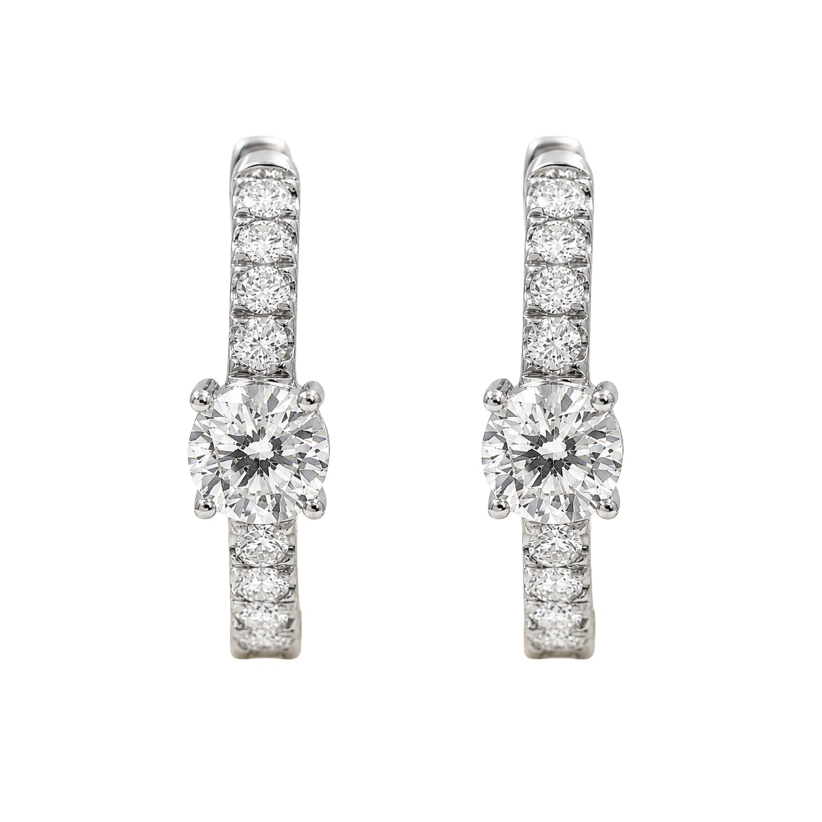 2 ct. T.W. Lab-Grown Diamond Round Hoop Earrings in Sterling Silver or 14K Gold over Silver