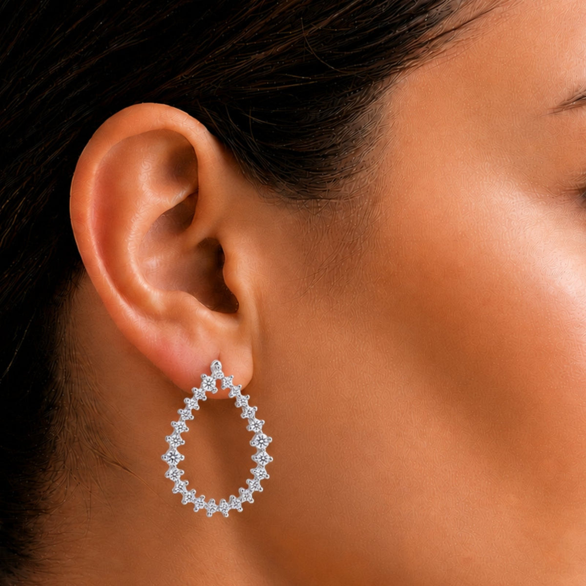 2 ct. T.W. Lab-Grown Diamond Round Drop Earrings in Sterling Silver