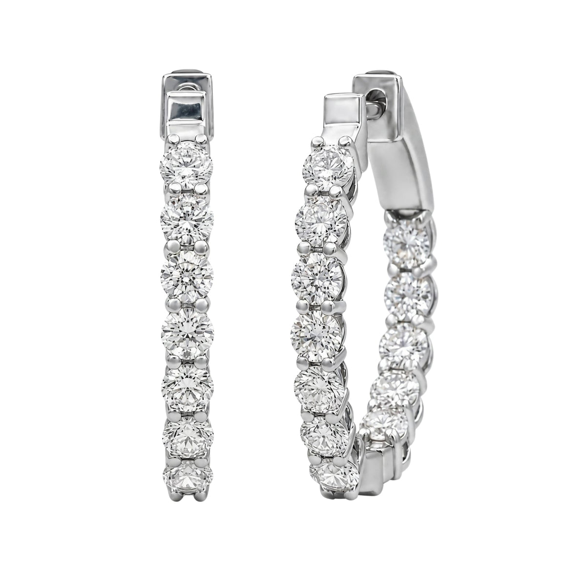Lab-Grown Diamond Round Hoop Earrings in 14K White Gold or 14K Yellow Gold
