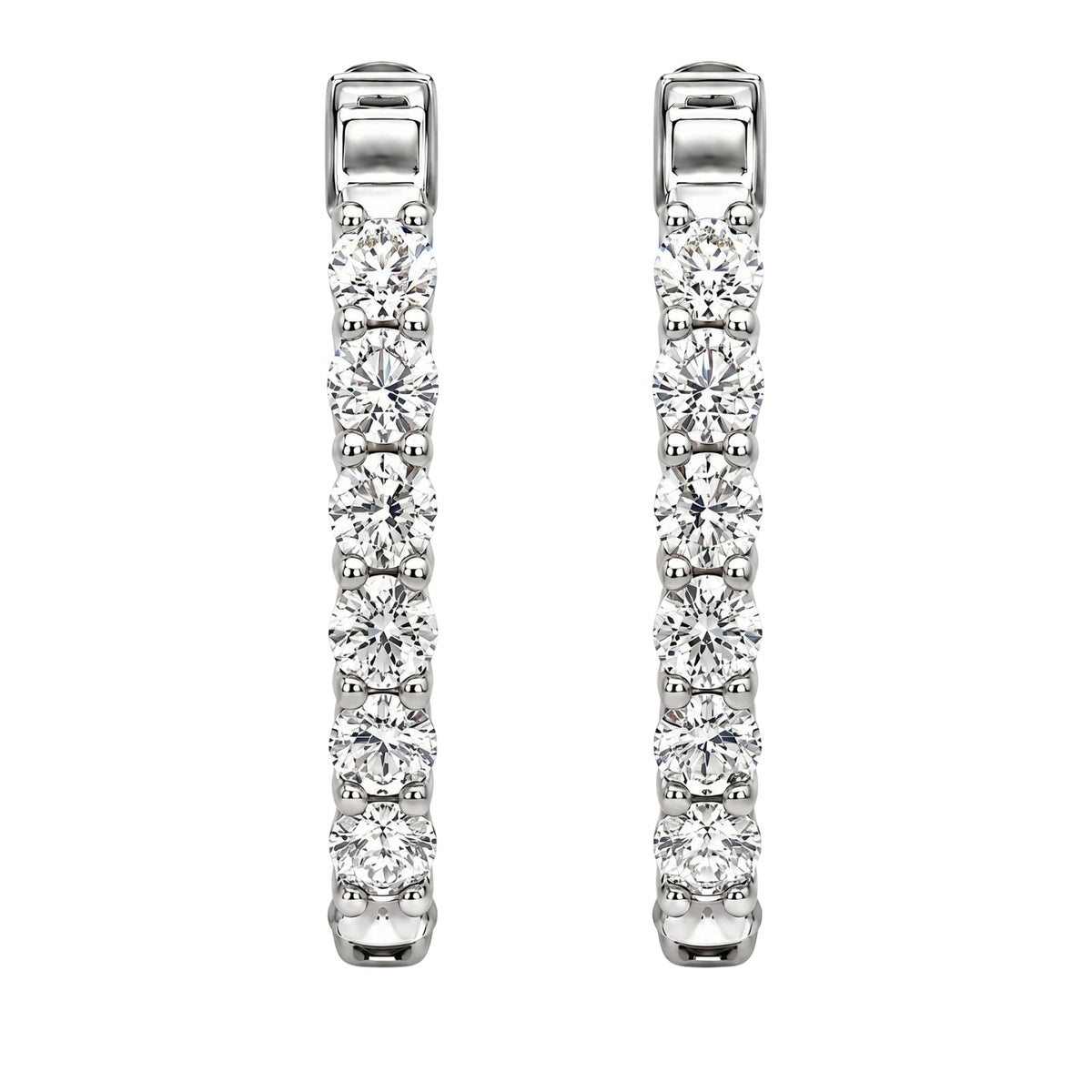 Lab-Grown Diamond Round Hoop Earrings in 14K White Gold or 14K Yellow Gold
