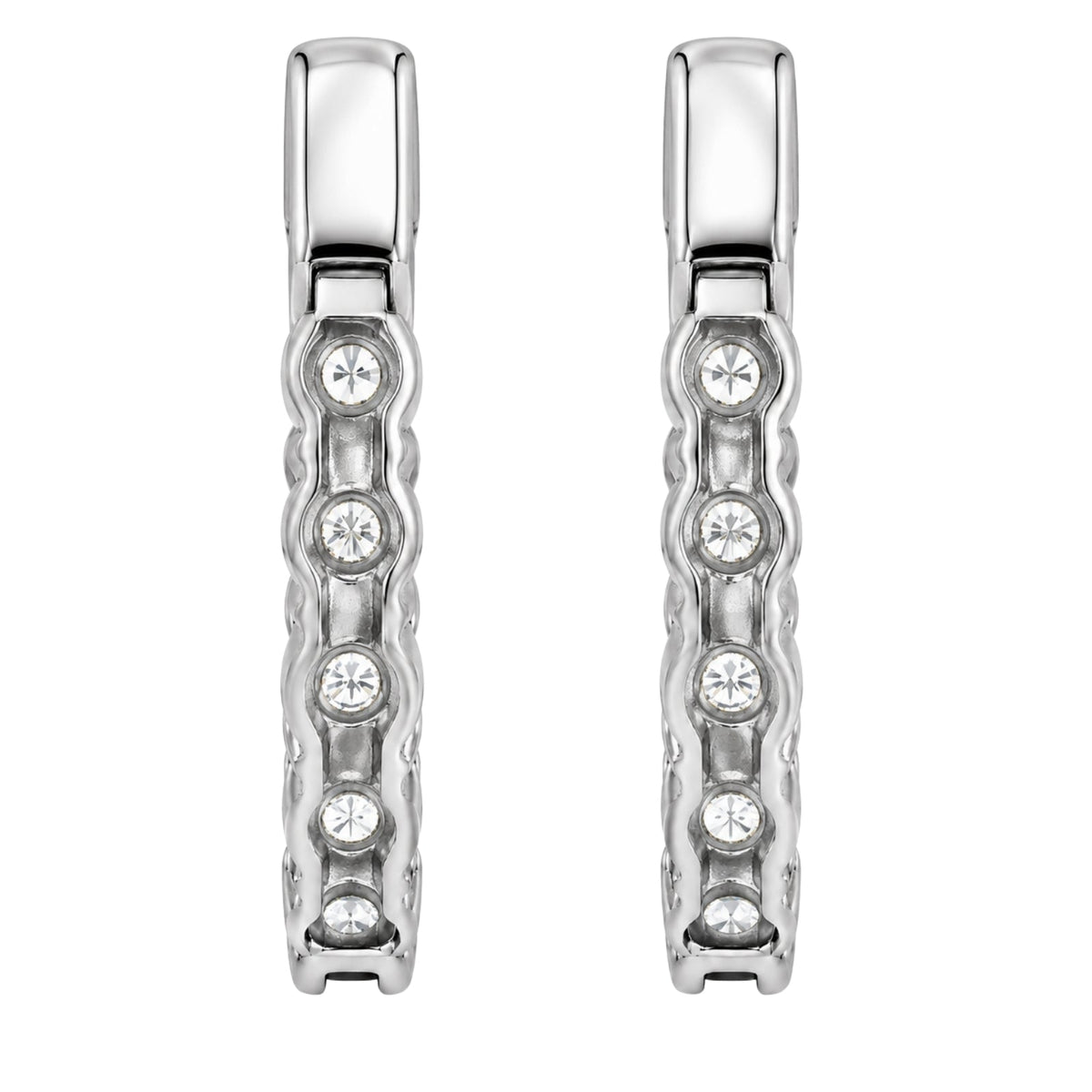 Lab-Grown Diamond Round Hoop Earrings in 14K White Gold or 14K Yellow Gold