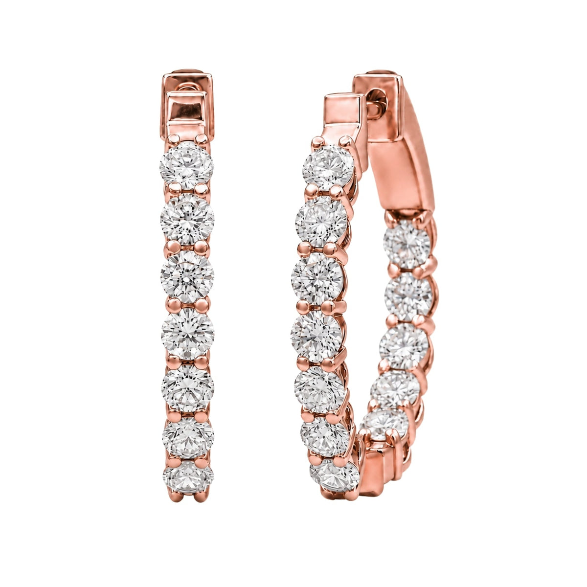 Lab-Grown Diamond Round Hoop Earrings in 14K White Gold or 14K Yellow Gold