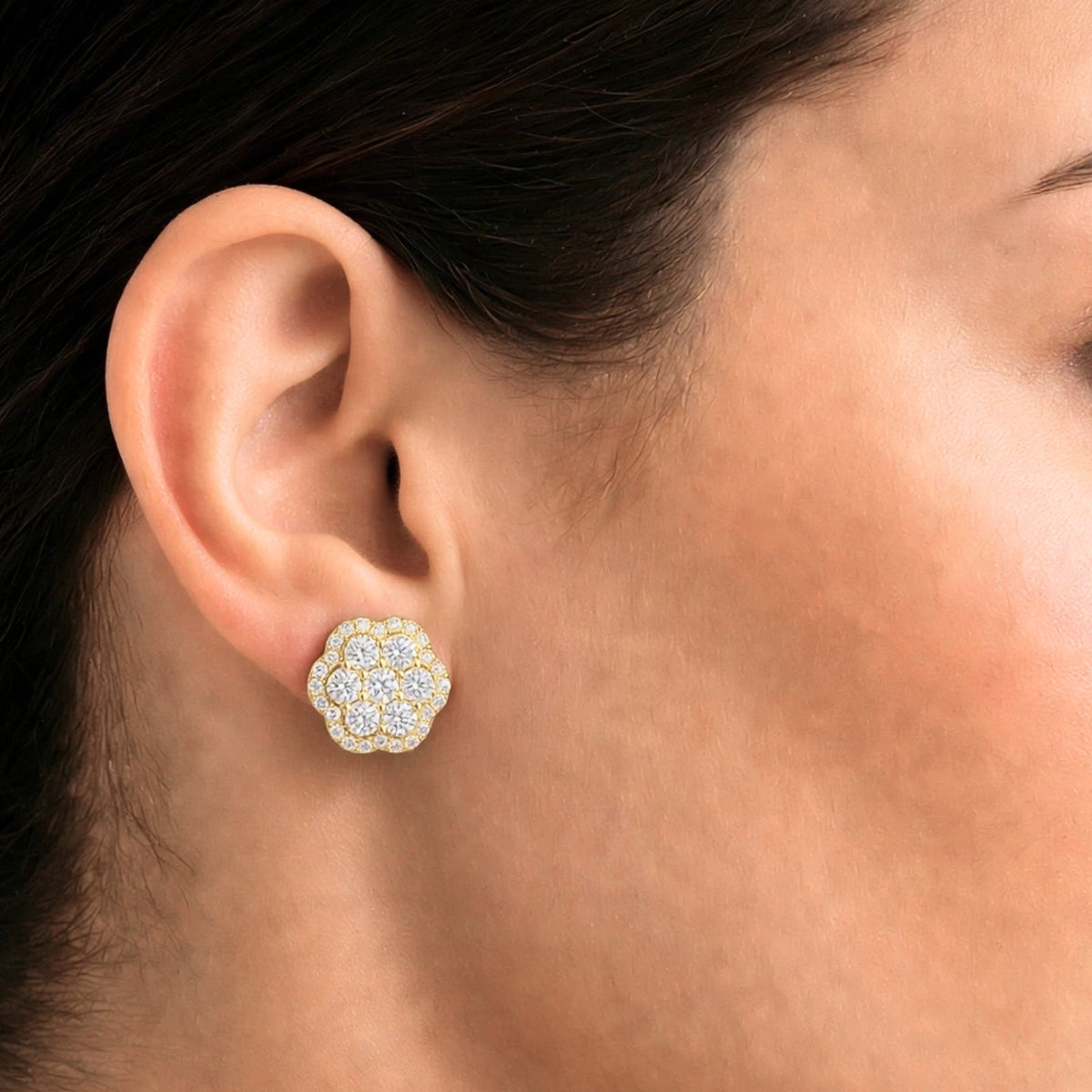 3 ct. T.W. Lab-Grown Diamond Round Cluster Earrings in Sterling Silver or 14K Gold over Silver
